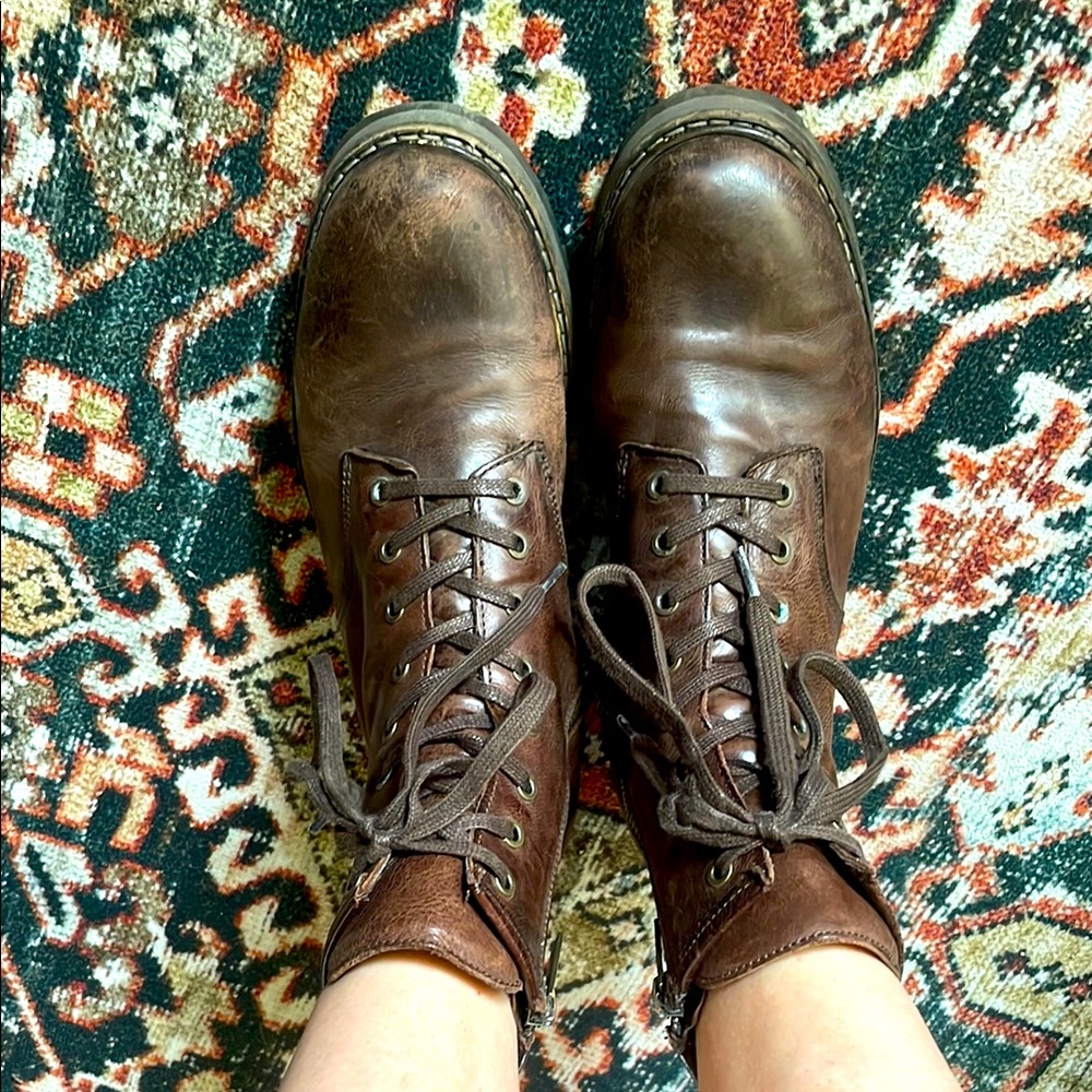 Thursday Java Leather Lace-Up Combat Boots
